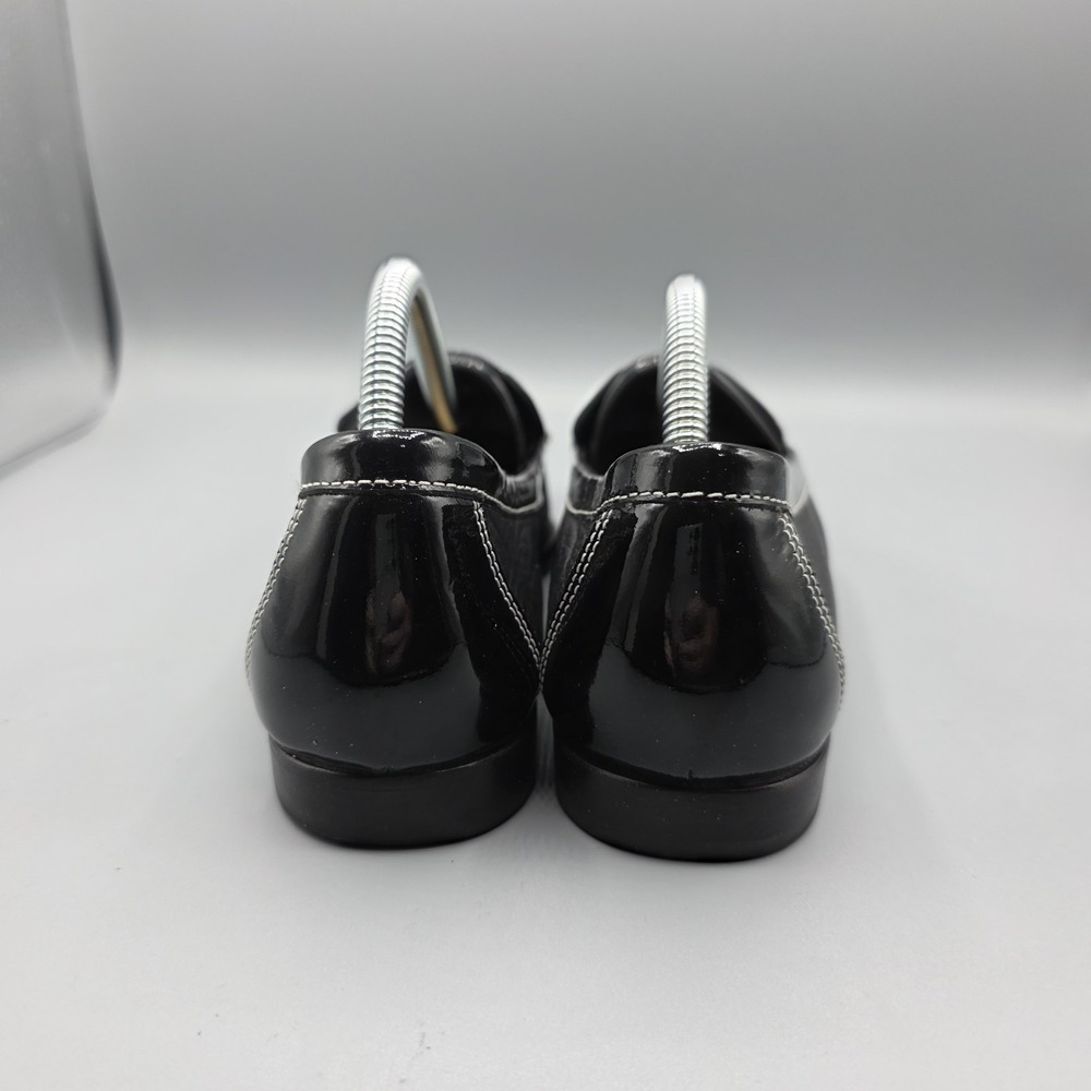 Cole Haan Loafers Womens 6.5 B Black Leather Bow Square Toe Slip On Flats - Picture 6 of 13